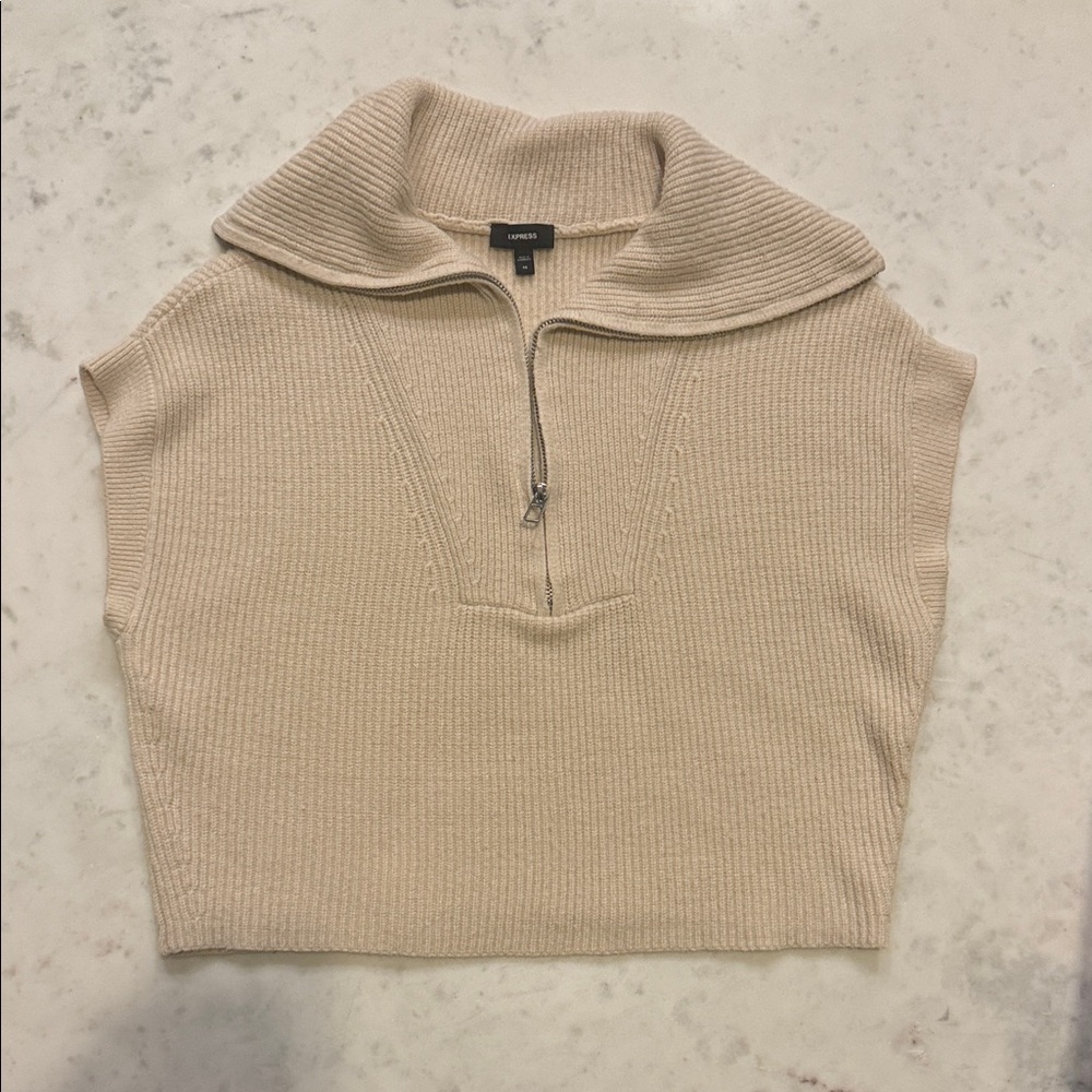 Express Cream Cowl Neck Sweater Vest xs